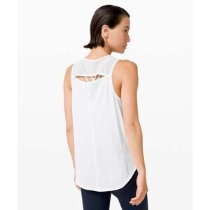 Lululemon White Round Neck Open keyHole Back Tank Top